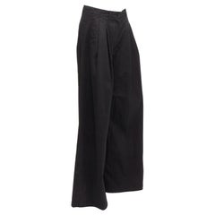 new NILI LOTAN black cotton blend pleated waist fit and wide leg pants US0 XS