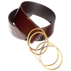 Yves Saint Laurent Brown Glossy Leather Belt - Vintage