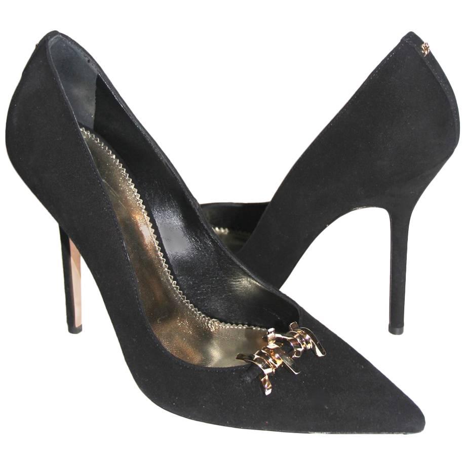DSQUARED2 "Babe Wire"  Collection Black Suede Pumps 