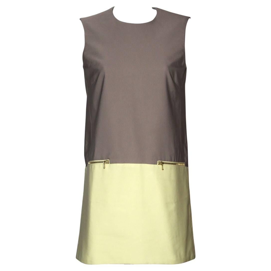 Victoria Beckham Sleeveless Shift Dress Crew Neckline Colorblock - UK 12