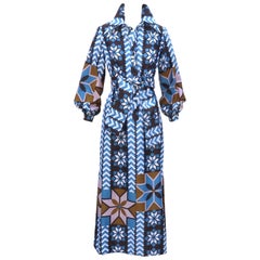 Vintage Lanvin Geometric Print Maxi Shirt Dress, 1970's