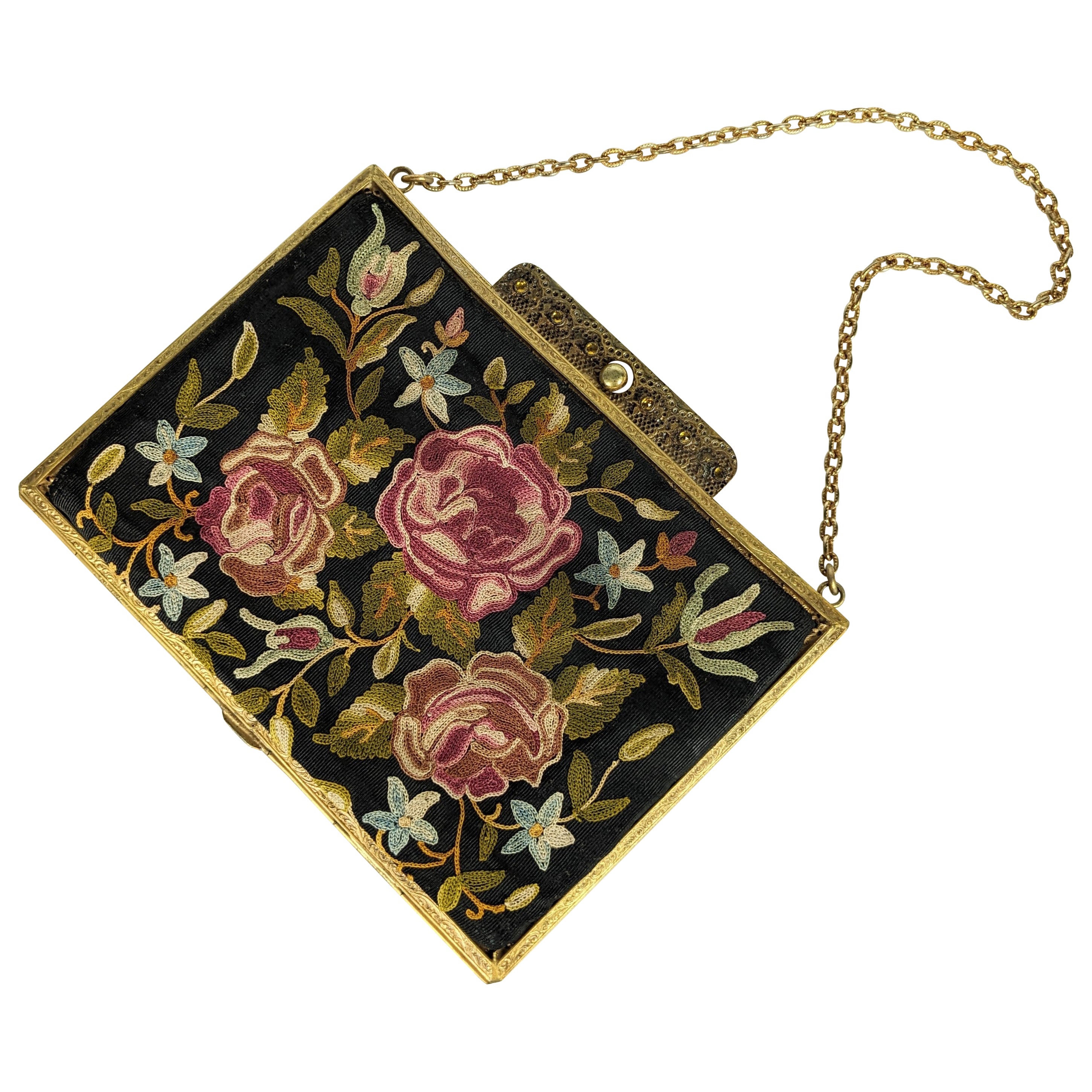 Edwardian Beauvais Embroidered Bag For Sale