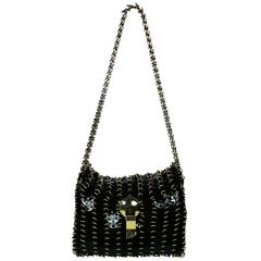Paco Rabanne Vintage Black Discs with Gold Toned Hardware Bag 1