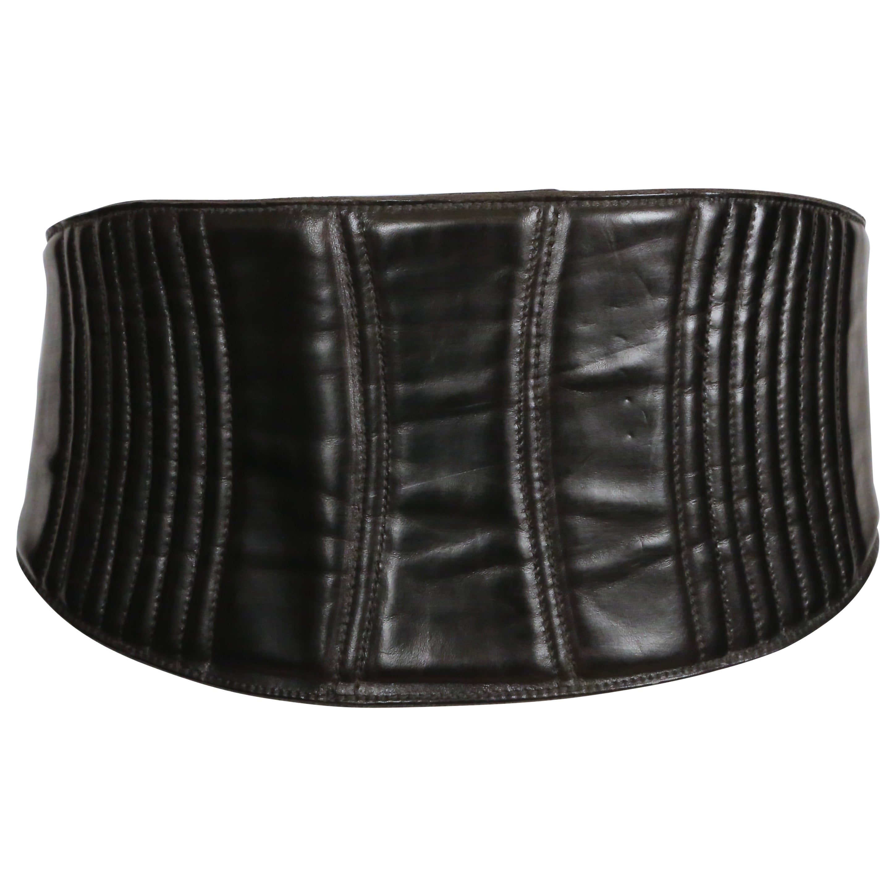1990's DRIES VAN NOTEN black leather corset belt For Sale