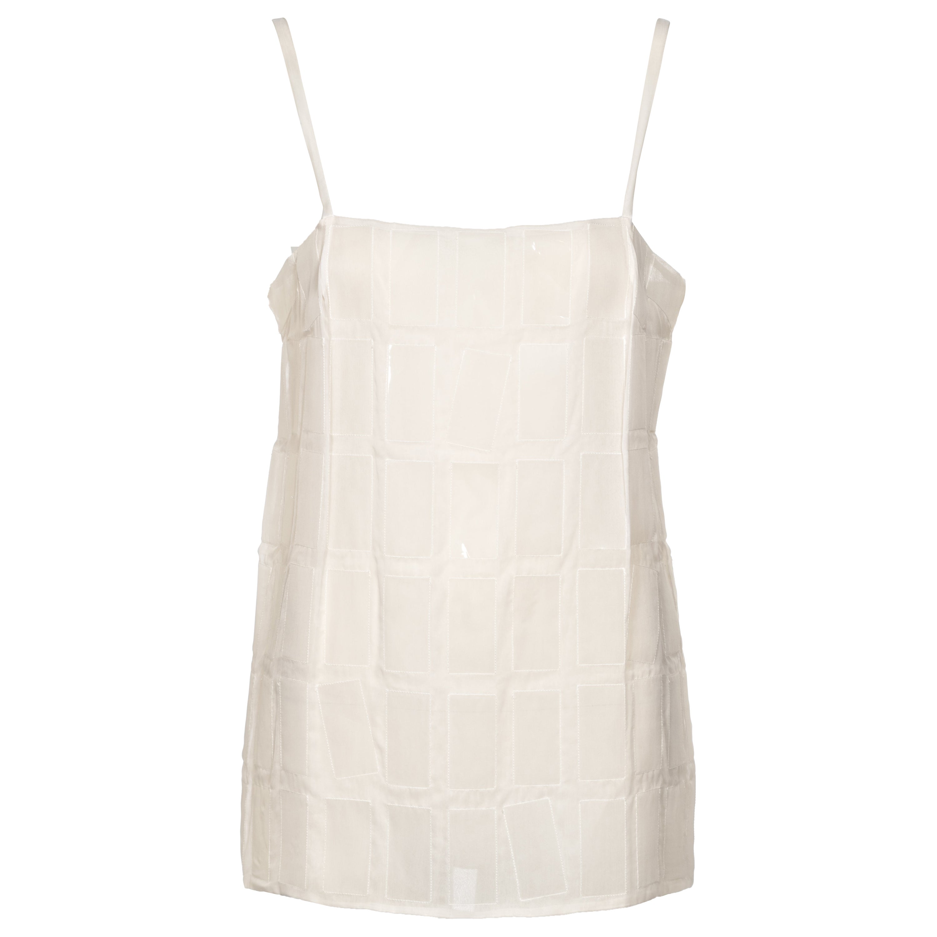 Prada by Miuccia Prada White Silk and Plastic Tile Camisole Top, fw 1998 For Sale