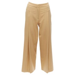Palmer HARDING - Pantalon large à plis en laine vierge mélangée beige UK6 XS