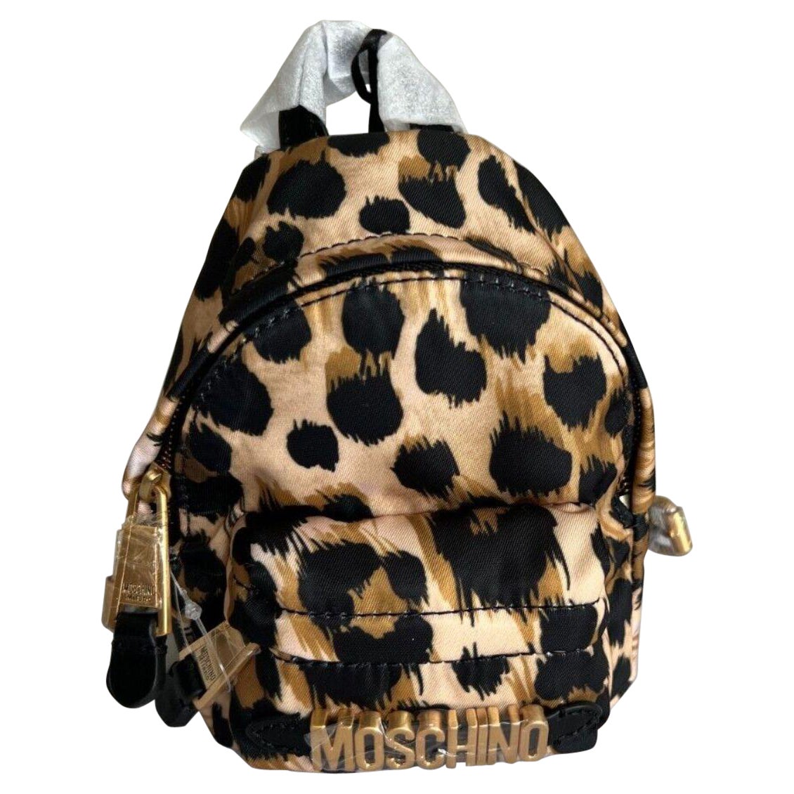 AW21 Moschino Couture Leopard Print Shoulder Bag Mini Backpack by Jeremy Scott For Sale