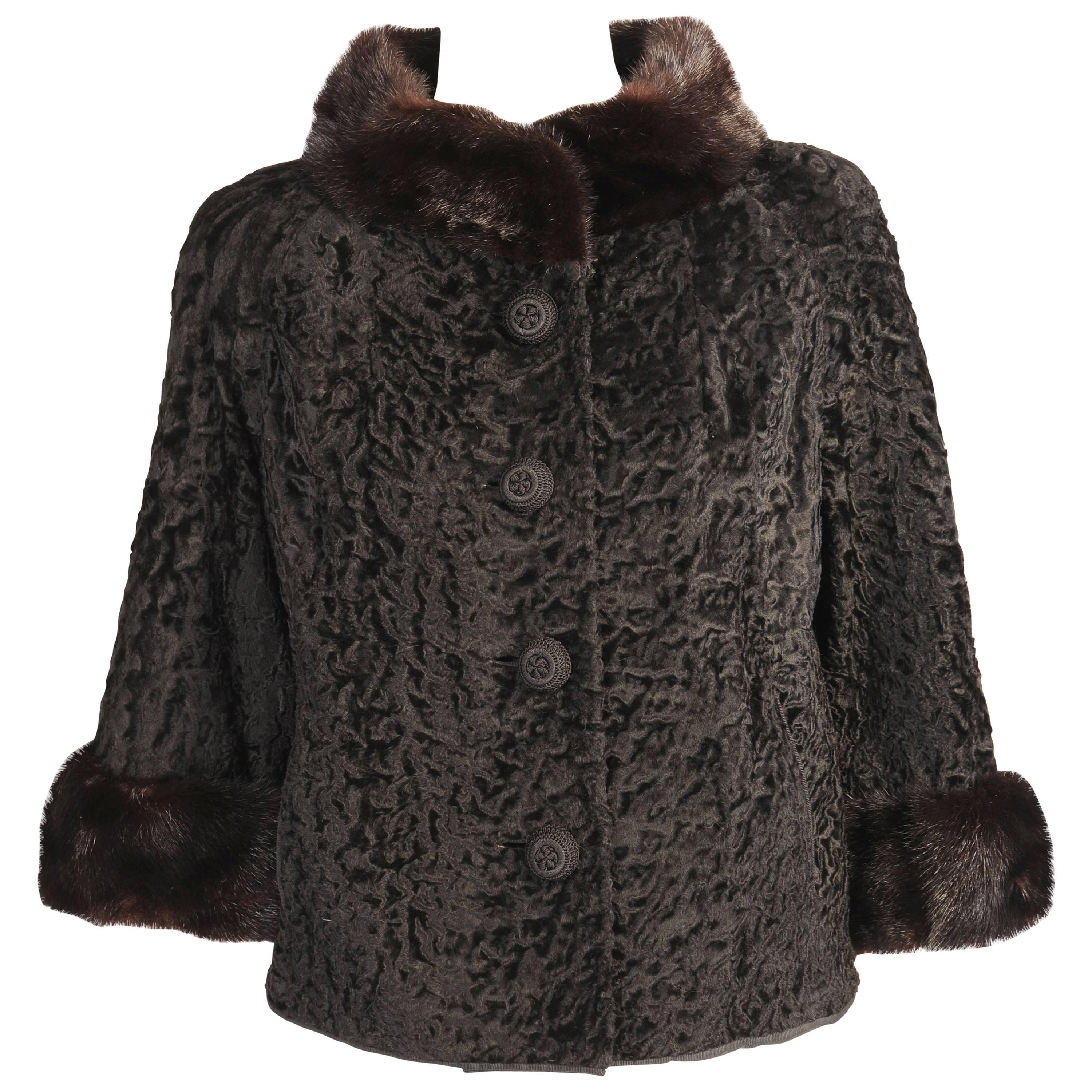 Black Broadtail and Ranch Mink Evening Jacket