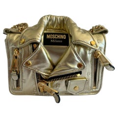 Moschino Couture Gold Biker Jacket Shoulder Bag by Jeremy Scott