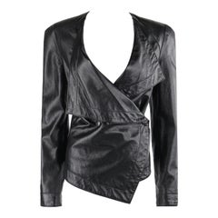 VIVIENNE WESTWOOD "Anglomania" c.1990's Black Leather Asymmetrical Wrap Jacket