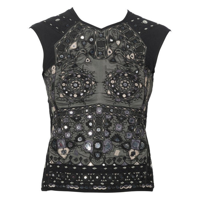 Gucci by Tom Ford Mirror-Embroidered Artisanal Backless Cotton Top 
