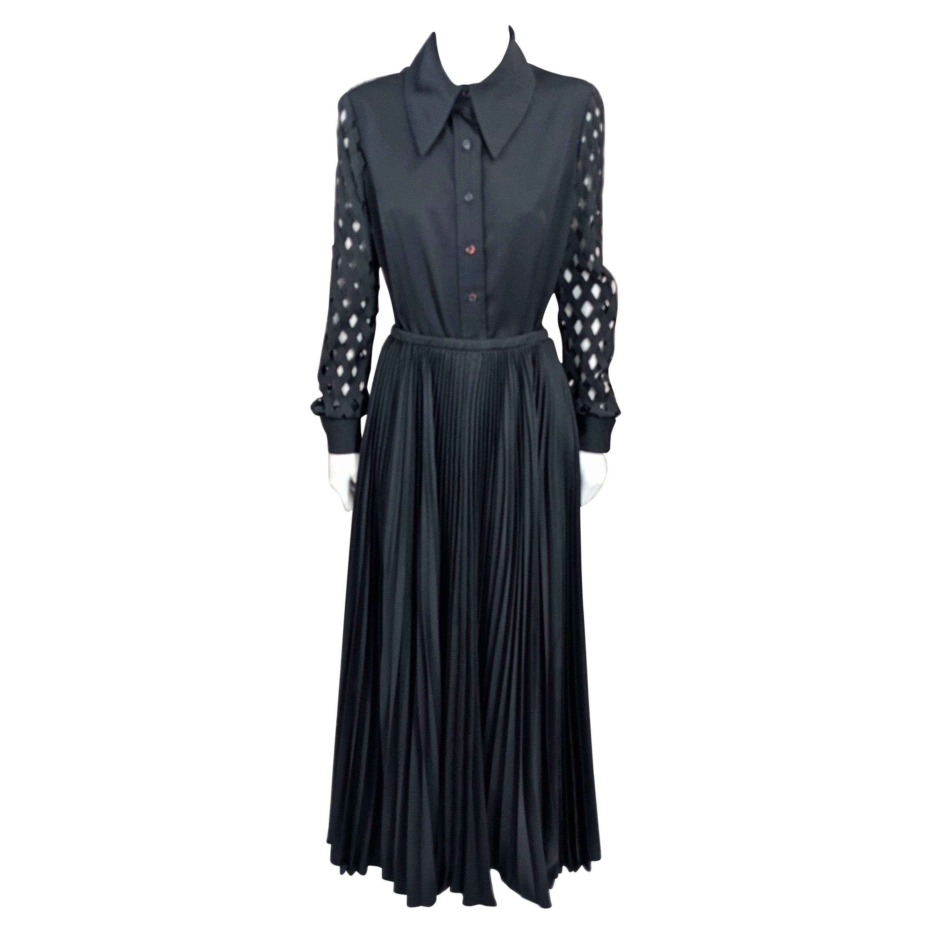 Geoffrey Beene Openwork Blouse and Pleated Skirt For Sale