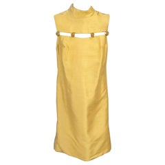 Used Jeweled Raw Silk Gold Mini Dress