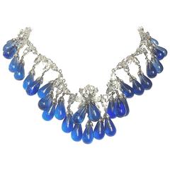 Sapphire drop and paste necklace, att. Roger Scemama for Christian Dior, 1960s
