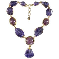 vintage ysl necklace Vintage YSL Yves Saint Laurent Haute Couture Chunky Amethyst Necklace
