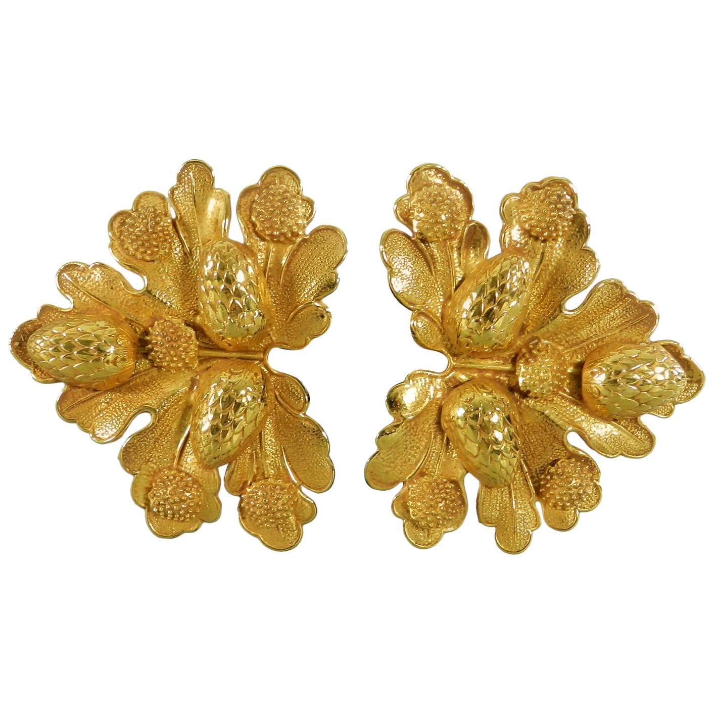 Vintage Dominique Aurientis Gilt Statement Earrings