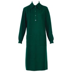 Yves Saint Laurent "rive gauche" by Yves Vintage 1970s green wool  dress