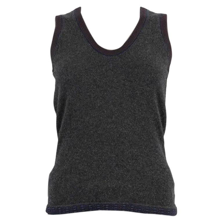 CHANEL 2005 05A CONTRAST TRIM Pull sans manches 34 XS