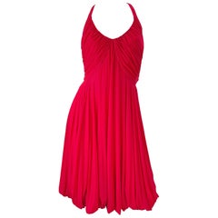 NWT Donna Karan Spring 2006 Size Medium Red Cupro Spandex Grecian Halter Dress