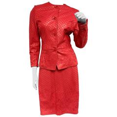 Important Gianni Versace Vintage Red Embroidered Leather Suit 6