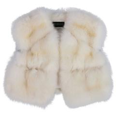 DENISS BASSO Size S Cream Sable Fur Cropped Vest