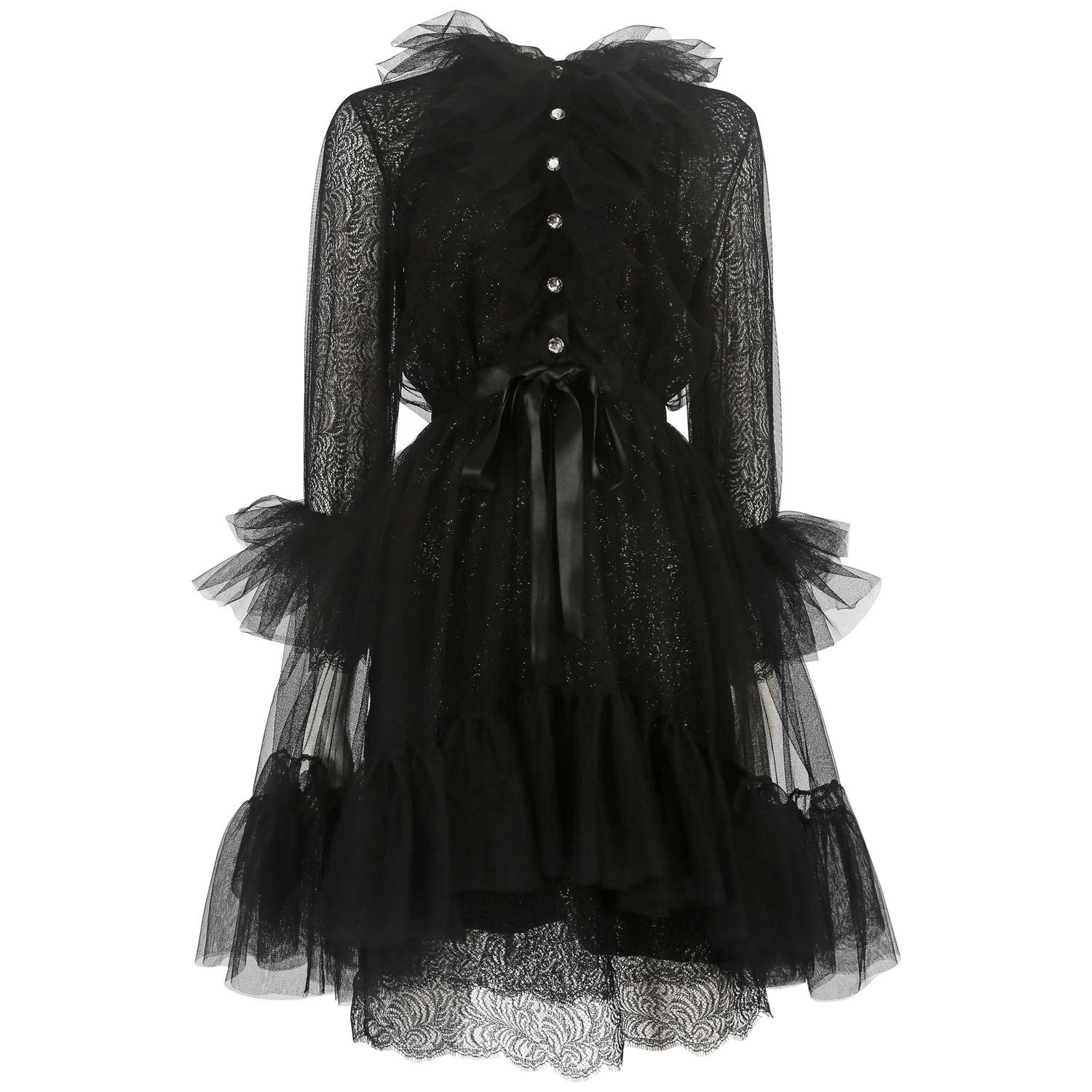 Yves Saint Laurent tulle and lace cocktail dress, circa 1980 For Sale ...