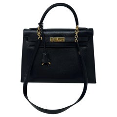 Schwarze Kelly 28 Tasche von Hermès 