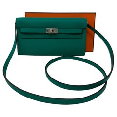 Hermes Kelly Wallet To Go Vert Umhängetasche 