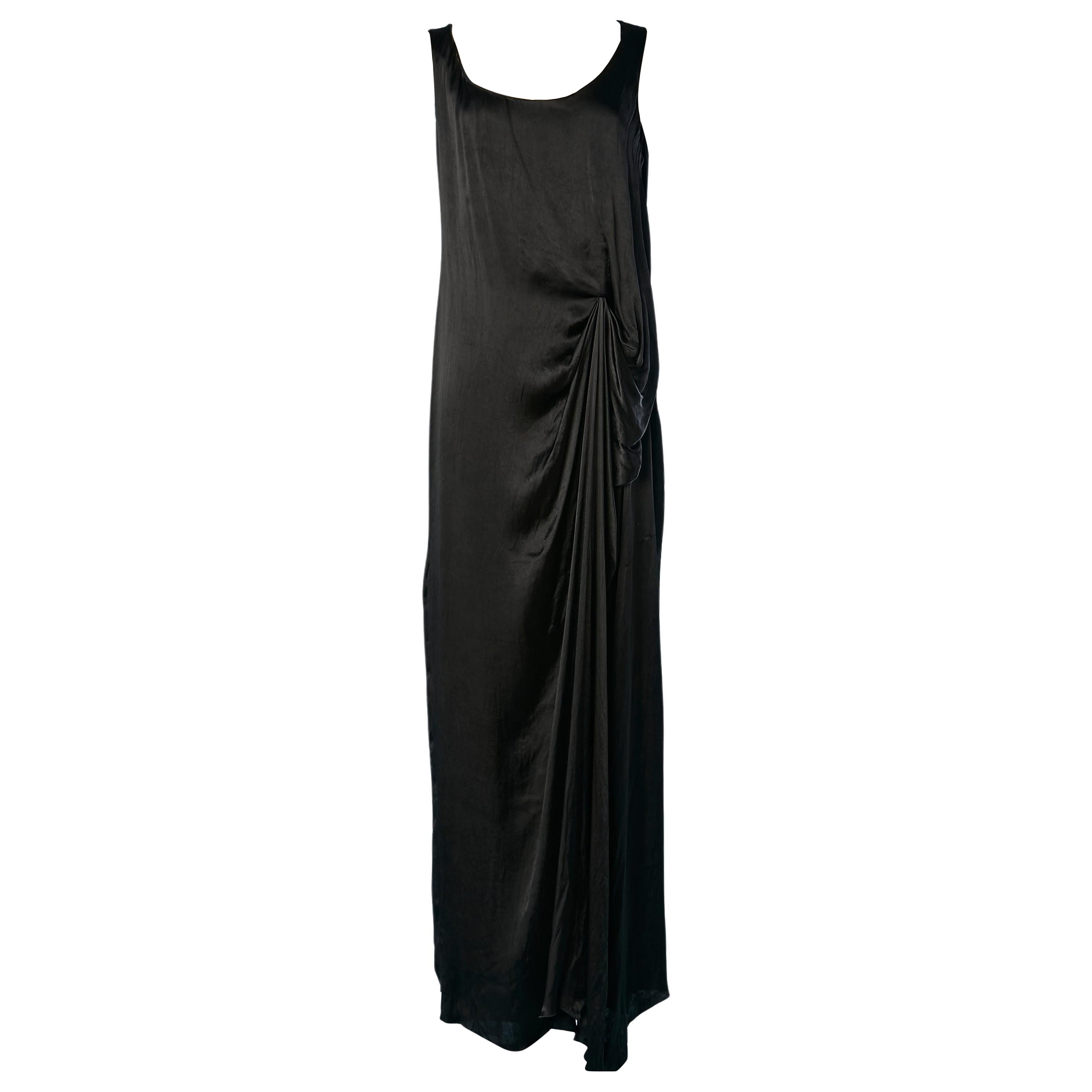 Ärmelloses schwarzes Abendkleid, drapiert an der Seite Lanvin par Alber Elbaz NEU  im Angebot
