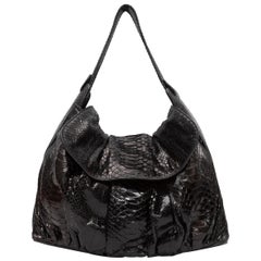 Black Zagliani Large Python Tote Bag