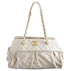 Chanel Soft Lambskin Beige Shoulder Bag Tote with Pleats No. 15 in Box