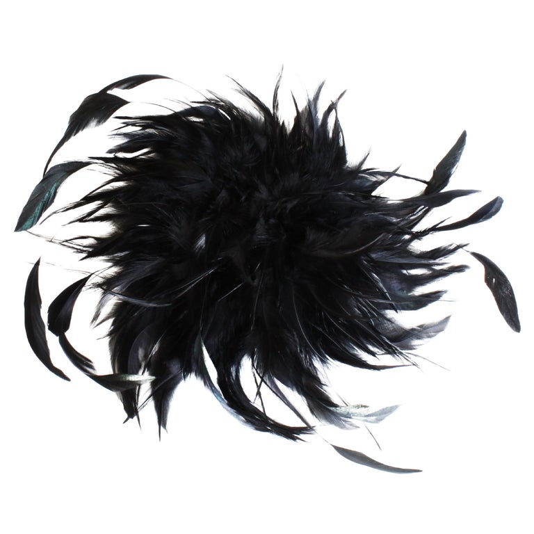 Yves Saint Laurent Black Feather Hat Cap Head Piece Vintage Ostrich Plume  Rare For Sale at 1stDibs