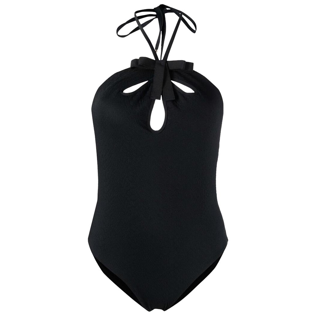 Self Portrait Black Halter Neck Bow Swimsuit Size UK 8