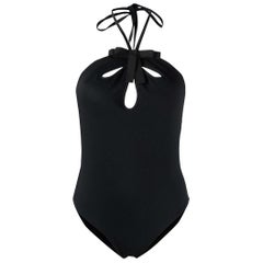 Self Portrait Black Halter Neck Bow Swimsuit Size UK 8