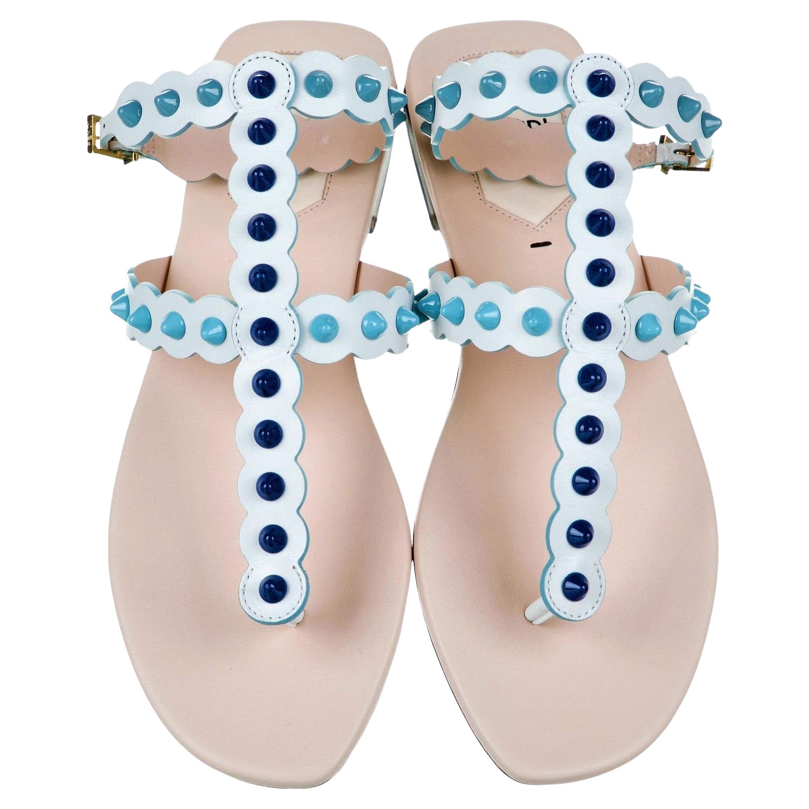 Brand New
Stunning Monster Sandals
S/S 2017 Runway & Ad
Size: 39
White & Blue Leather
Heel 0.25