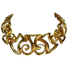 Christian Lacroix Vintage Iconic Design Gold Toned Choker Necklace