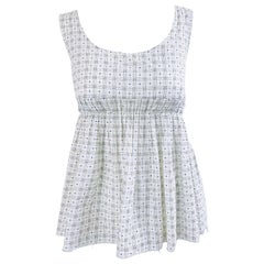 Marni 2000s White + Purple Polka Dot e Stripes Camicetta senza maniche in cotone