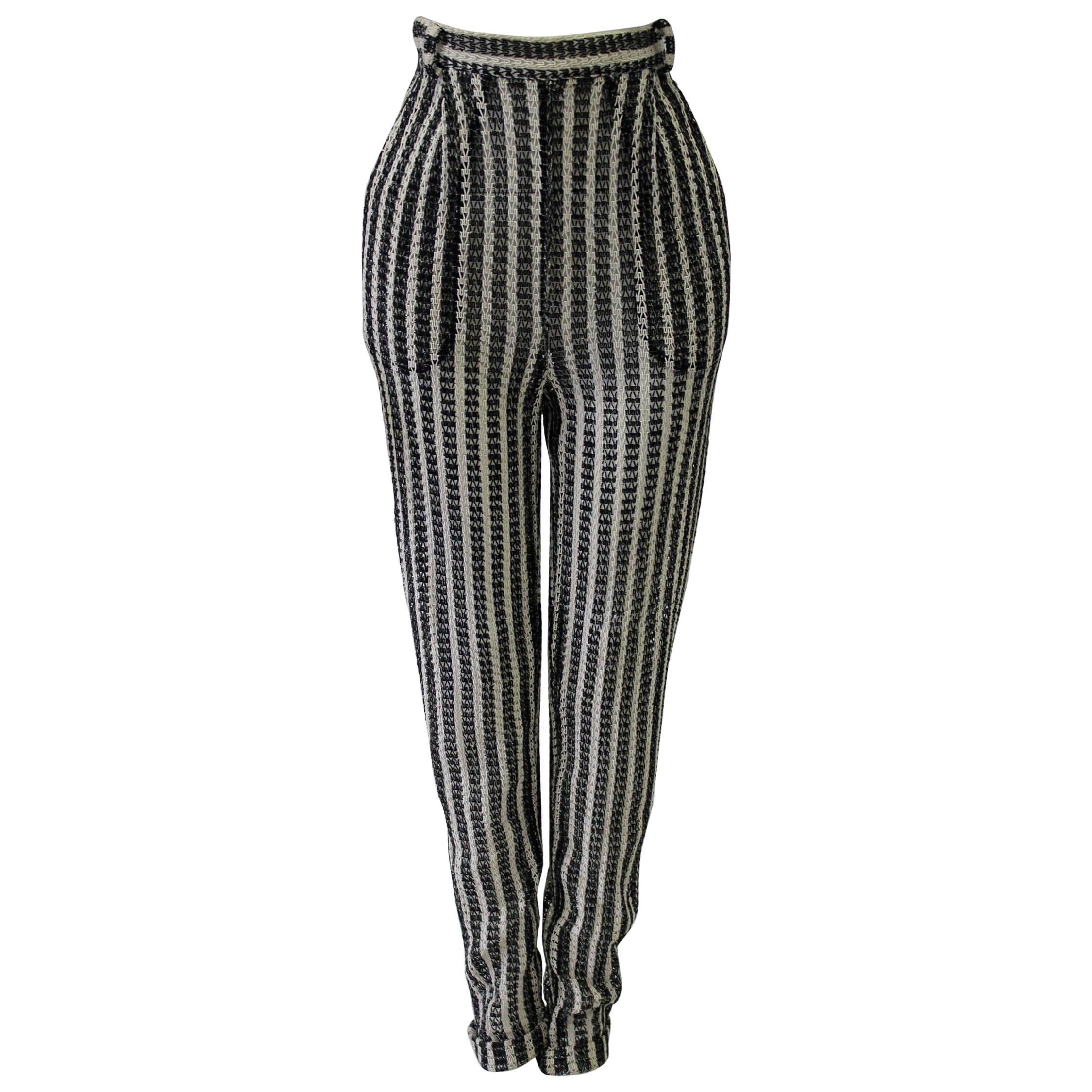 Unique Gianni Versace Couture Punk Striped Pants Fall 1993 For Sale