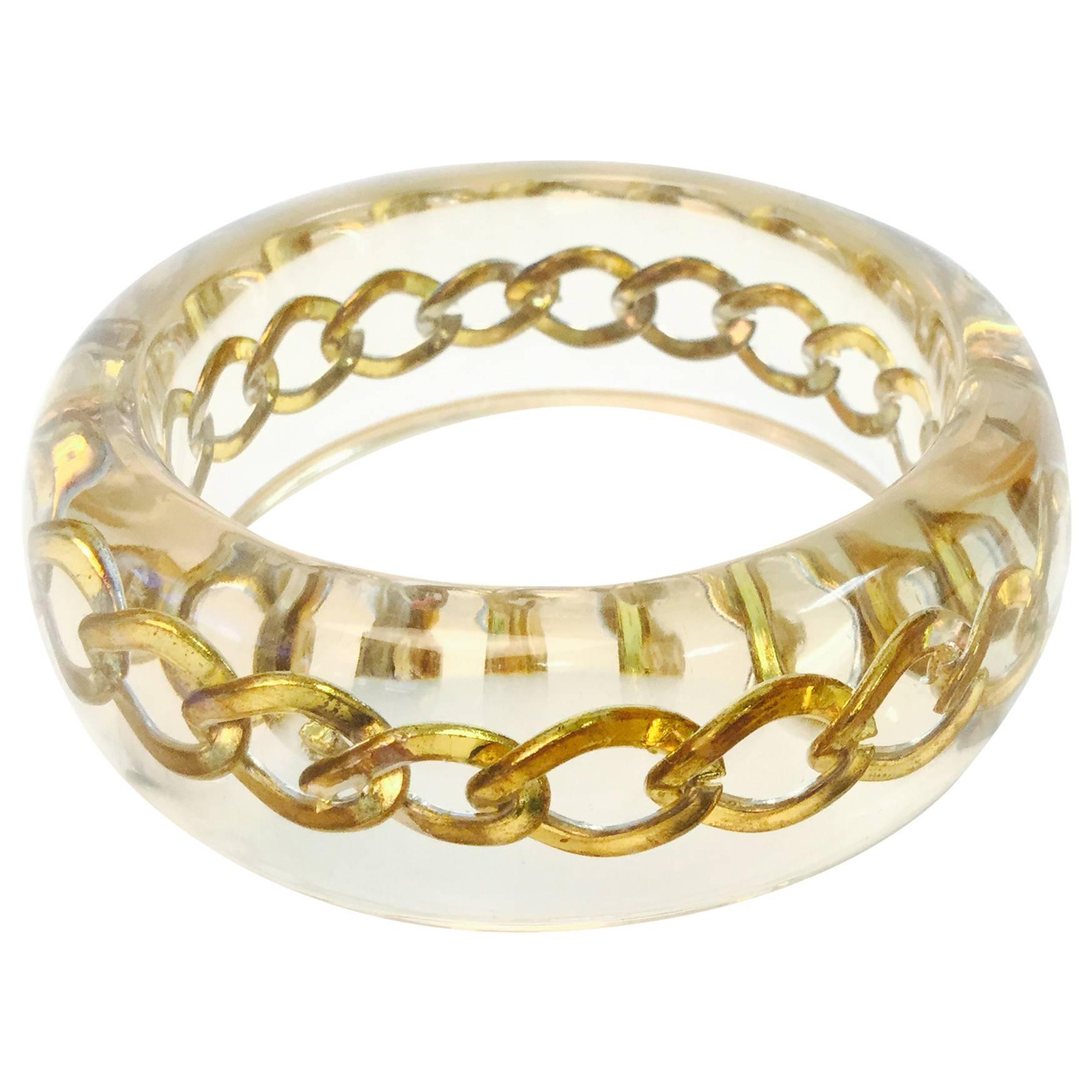 Lucite Curb Chain Bangle, 1980s  For Sale