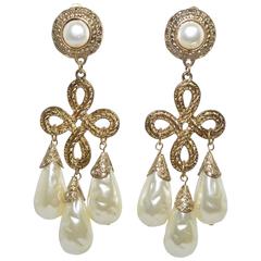 Vintage Baroque Style Pearl Dangle Earrings