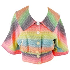 Matthew Williamson Spring 2002 Sz 8 Colorful Rainbow Striped 3/4 Sleeves Jacket 