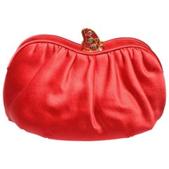 Judith Leiber Satin Clutch with Butterfly Closure