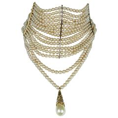 Christian Dior - Collier ras de cou en perles multibrins d'inspiration édouardienne - Iconique