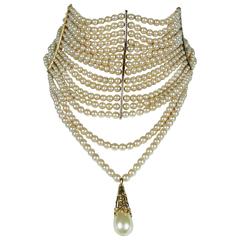 Christian Dior Iconic Multi Strand Edwardian Inspired Pearl Choker Necklace