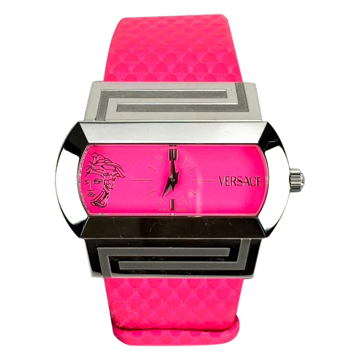 Versace Fluo Pink Fuchsia PSQ 99 Ladies Hippodrome Wrist Watch