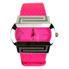 Used Versace Fluo Pink Fuchsia PSQ 99 Ladies Hippodrome Wrist Watch