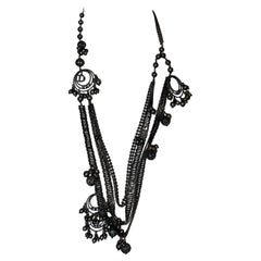 John Galliano for Christian Dior silver gunmetal vintage tribal long necklace