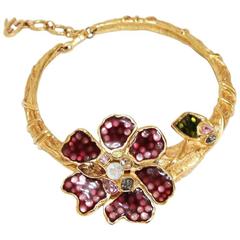 Fabulous Christian Lacroix flower enamelled necklace 90s