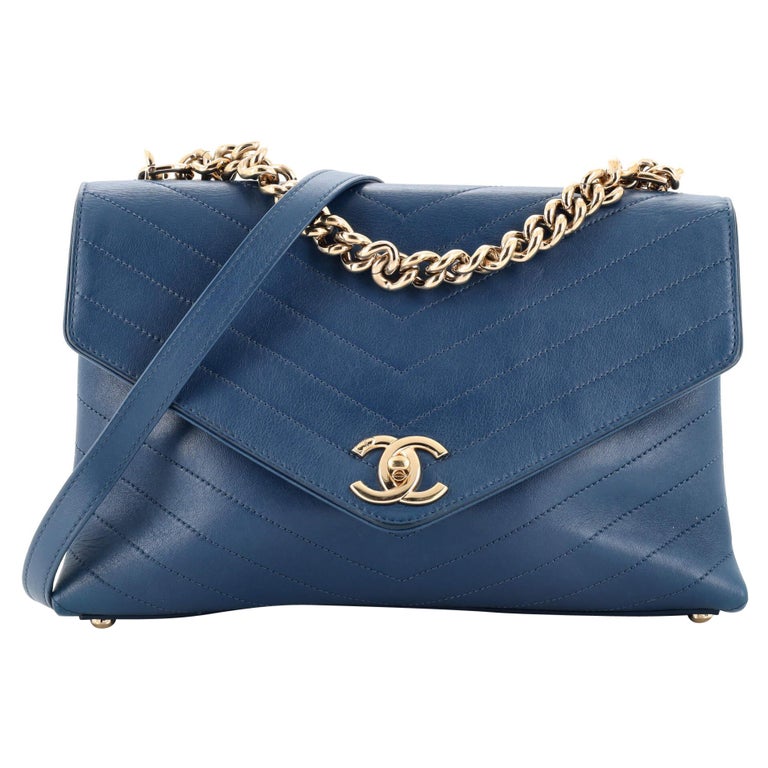 Chanel Coco Chevron Flap Bag Stitched Calfskin Medium