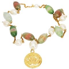 Rare & collectable Chanel "Jade" glass necklace of the late 80s 2